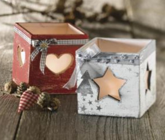 Holz-Teelichthalter / Notizzettelbox, Herzenslust